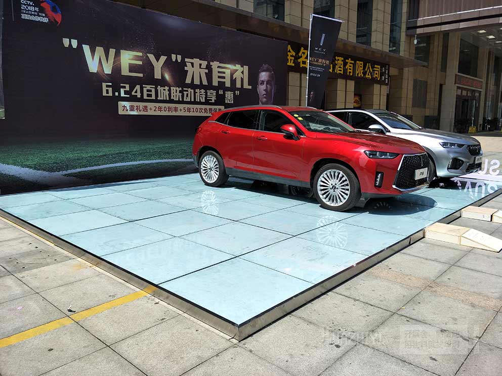 戶外車展特惠活動租賃華熠玻璃地臺