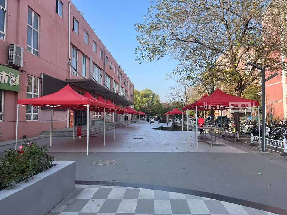 鄭州紅色簡易帳篷出租助力鄭州大學美食活動